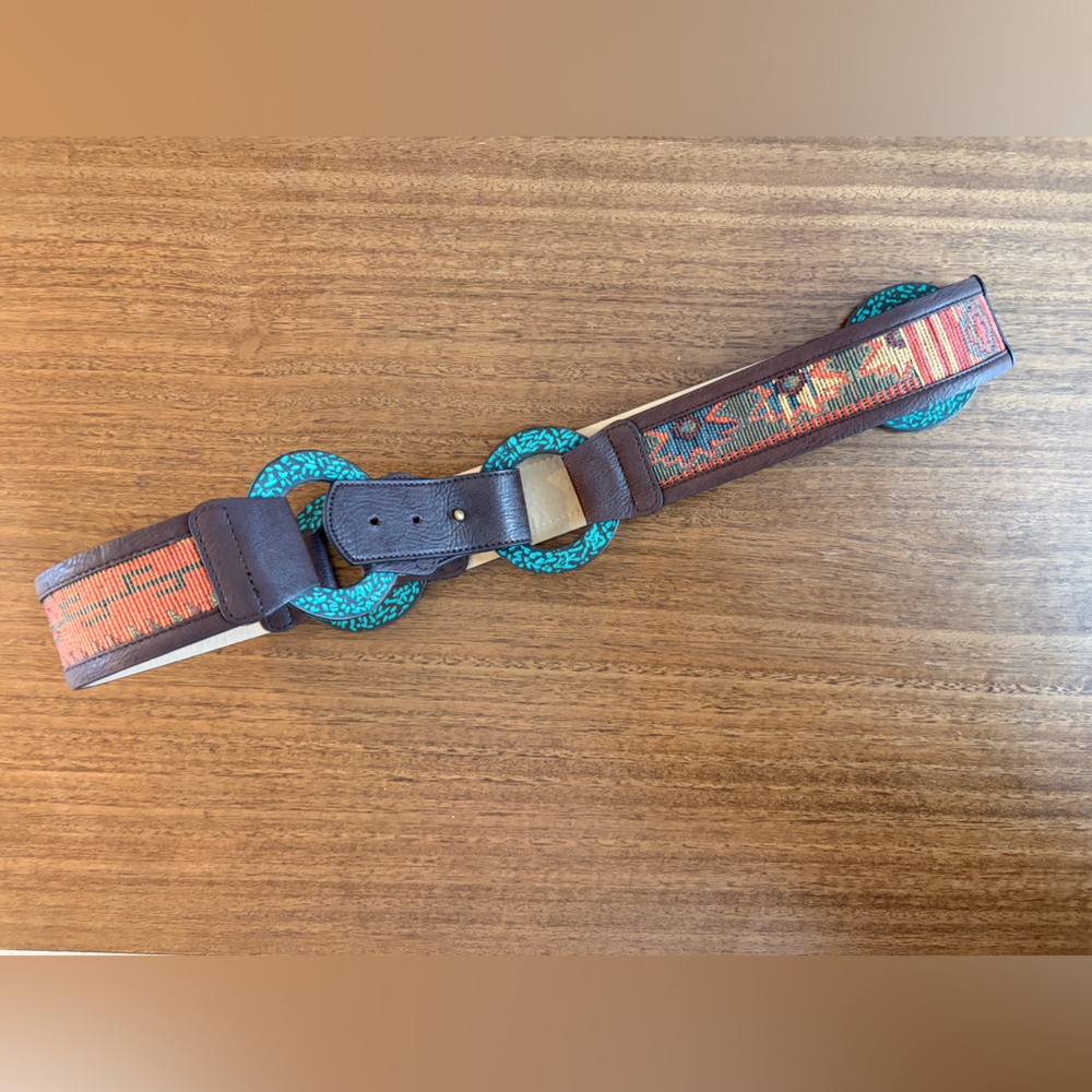Chico's Faux Leather Tapestry Belt